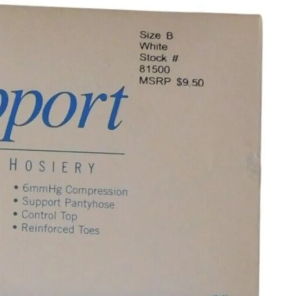 Nurse Mates Full Support Hosiery 6mmHg Compression Control Top White Sz B‎ 81500